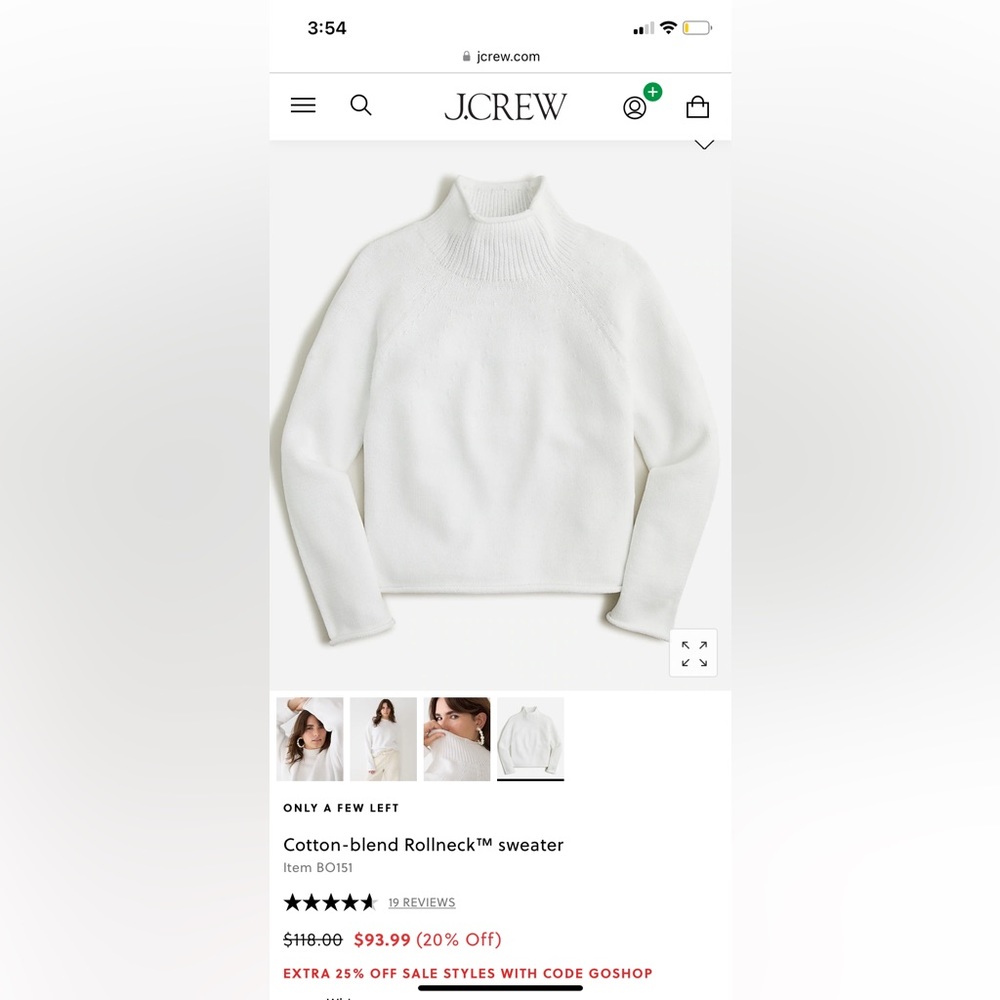 Jcrew Cotton Blend Rollneck NWT